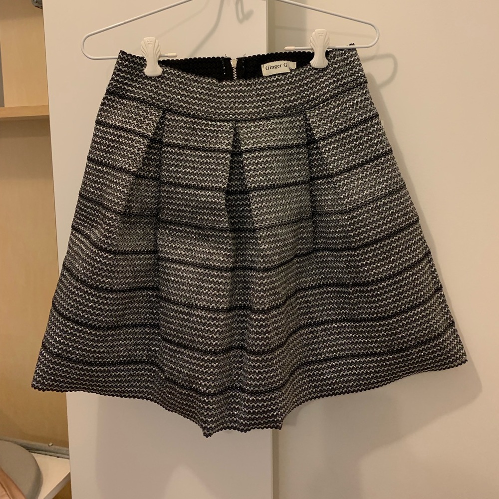 Black and silver stretch mini skirt
